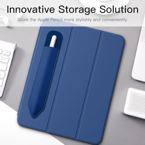 Image of MoKo Adhesive Pencil Case Holder Sticker for Apple Pencil, Navy Blue | Elastic Pencil Pocket Pouch, Adhesive Sleeve, Attached to iPad Case, For Pro /USB-C /1st /2nd Gen and Similarly Stylus Pens
