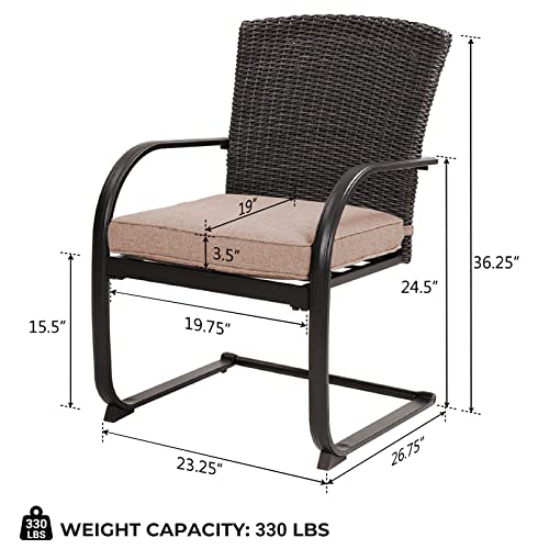 Grand Patio 2 Pieces Dining Wicker Chair Set,Outdoor Dining Set,Steel Frame Rocking Chair With Cushion For Conversation For Yard,Garden,Backyard, Deck,Bistro (Beige) #TOP2