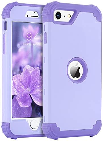 BENTOBEN for iPhone SE 2022 Case and iPhone SE 2020 Case, Heavy Duty 3 in 1 Full Body Rugged Shockproof Hybrid Hard PC Soft Rubber Case for iPhone SE 3rd/2nd Gen, Light Purple/Lavender