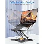 JCZT Adjustable Laptop Stand for Desk, 360° Rotating Base Ergonomic Computer Stand, Laptop Riser Foldable Protable for Office Home Fits Compatible with MacBook Pro/Air Notebook up to 10-16" Black - Image 2