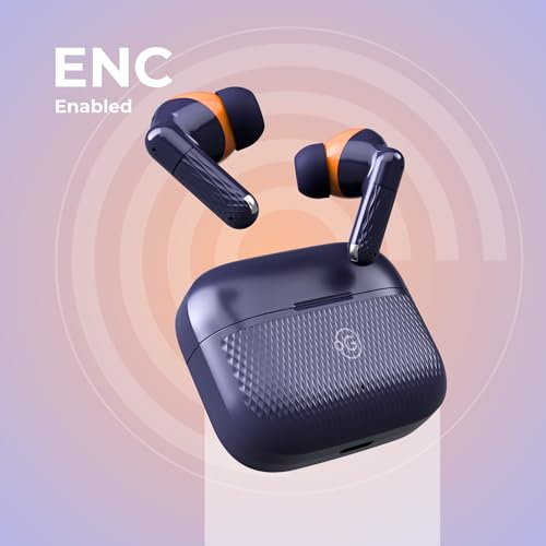 Image of OOGE Wavepods 400 TWS Earbuds, Quad Mic with ENC, 1000-Hour Standby, Type-C Fast Charging, PureTone HD Audio, Premium Navy Blue Textured Design