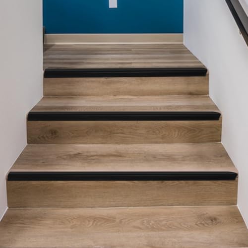 Cinta antideslizante para peldaños interiores con protector de bordes de pvc negro 5