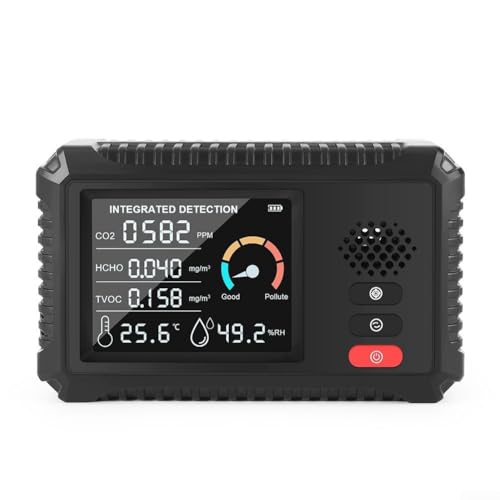 Monitor digital de calidad del aire 5 en 1, detector de CO2 TVOC HCHO, medidor de humedad y temperatura, pantalla LCD grande portátil para oficina en casa
