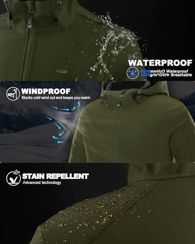 Image of 33,000ft Men's Hooded Softshell Jacket Waterproof Lightweight Insulated Windbreaker Fleece Lined Rain Shell Jacket