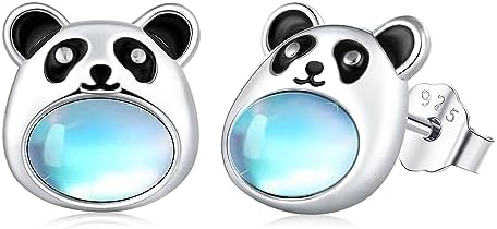 925 Sterling Silver Guinea Pig Otter Dog Axolotl Owl Moonstone Earrings Hoop Earrings Cute Owl Jewelry Christmas for Women Girls