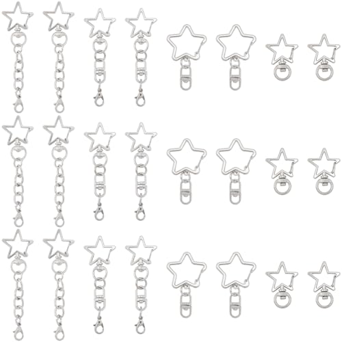SOFPLATE 1 Box 20Pcs 4 Styles Star Keychain Rings Swivel