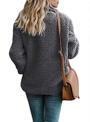 Dokotoo Womens Plus Size Winter Loose Warm Casual Oversized Fleece Open Front Teddy Bear Sherpa Fuzzy Coat With Pockets Fluffy Outerwear Cardigans Jackets Deep Grey Xx-Large #TOP2