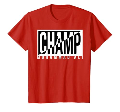 Muhammad Ali - Champ Black and White T-Shirt, Youth, Red, Small
