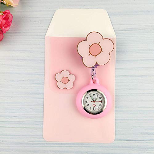 Colgante Enfermera Prendedor Reloj,Reloj de Enfermera de Dibujos Animados de Silicona, Reloj Colgante retr�ctil Luminoso combinaci�n-N,Broche de Reloj de Bolsillo