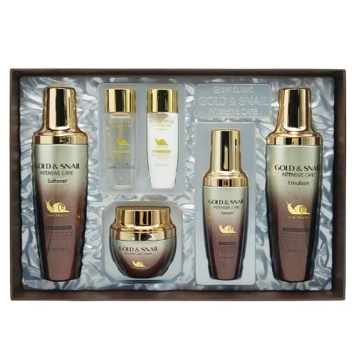 3W Clinic [3W CLINIC] GOLD & SNAIL Intensive Skin Care 4 Set Anti-Wrinkle Whitening Korean Cosmetics Softener, Emulsion, Serum, Cream Korea Skin Care Gift Set