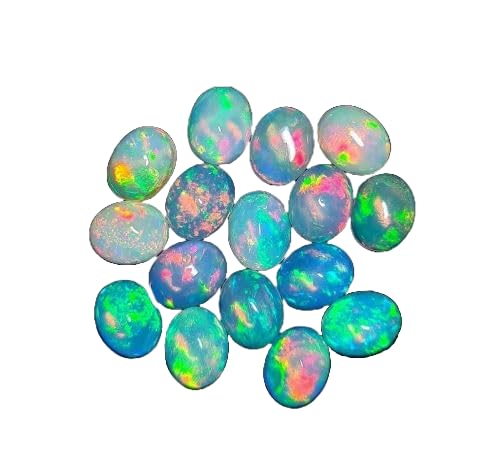 Opale multi feu naturelle : cabochons ovales 9x11 mm pour bijoux