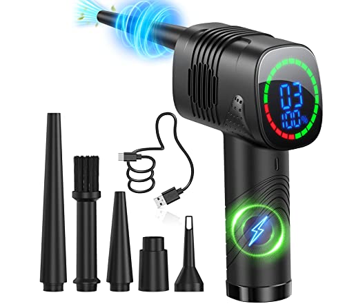 Sweepulire Compressed Air Duster, 𝟮𝟬𝟮𝟯 𝙉𝙚𝙬 𝙀𝙡𝙚𝙘𝙩𝙧𝙞𝙘 𝘼𝙞𝙧 𝘿𝙪𝙨𝙩𝙚𝙧 with Brushless Motor, LED Display, Keyboard Cleaner with 3 Speeds, Cordless Air Blower for Computer, Car