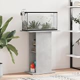 IKAYAA Soporte para Acuario Mueble para Acuario de MDF Soporte para Tanque de Reptiles 60.5 x 36 x 72.5 cm con Gabinete de Almacenamiento para Salón, Oficina, Recepción, Gris hormigón