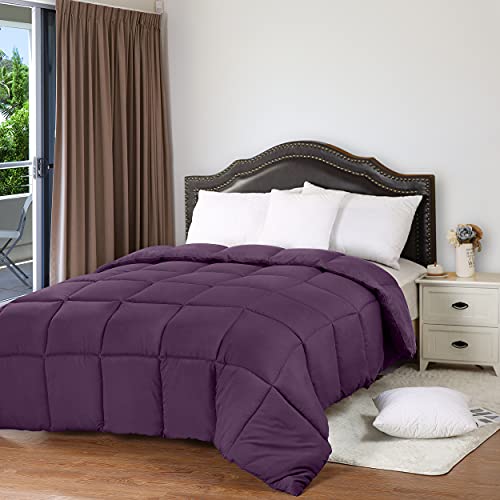 Utopia Bedding Comforters King Size, All Season Duvet Insert, Down Alternative Box Stitched Bed Comforter with Corner Tabs, Machine Washable (Plum)