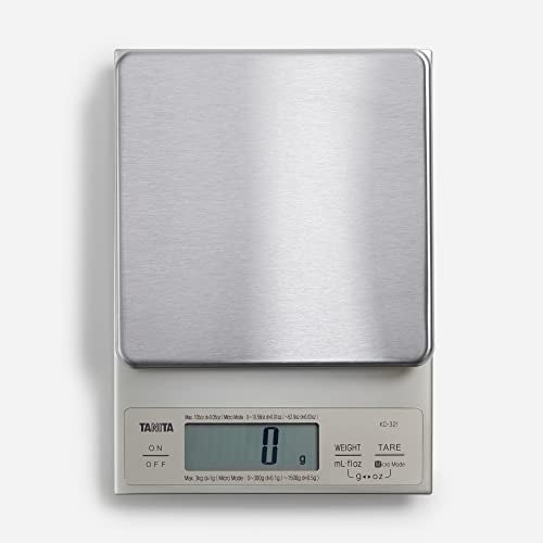 Tanita KD321SV33 Küchenwaage 3 kg mit Feinteilung 0.1 g, Edelstahl