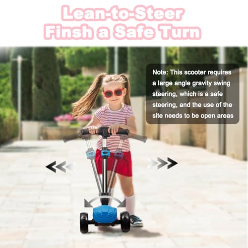 3 Wheel Electric Scooter for Kids Ages 3-8, LCD Display, Colorful Lights, Reliable Thumb Throttle, 3 Adjustable Height, 5Mph Safe Speed and Long Range, Foldable Kids Electric Scooter (Blue) - Thumbnail 6