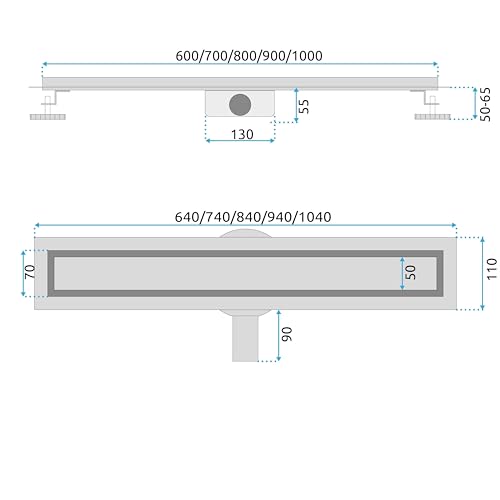 Rea Scarico Lineare Neox Pro Gold 100 Canalina Per Doccia In Acciaio Inox Sifone Scarico A Pavimento Per Bagno (Oro) - 8