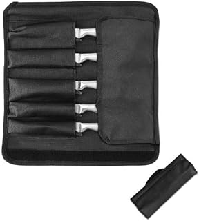 Estuche para Cuchillos, Funda de Lona Resistente con 5 Compartimentos, Bolsa de Cuchillería Portátil, para Camping, Senderismo Chefs y Amantes de la Cocina, Apto para cuchill