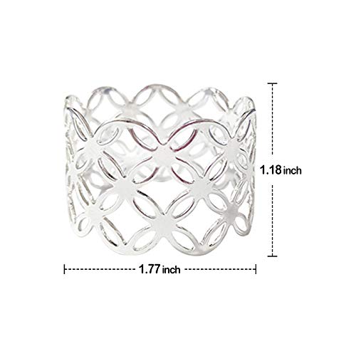Kalopro Silver Copper Coin Napkin Rings Set Of 12, Hollow Cut Design Napkin Ring Holder, Napkin Rings Buckles For Table Setting For Home Kitchen(Silver Coin) #TOP5