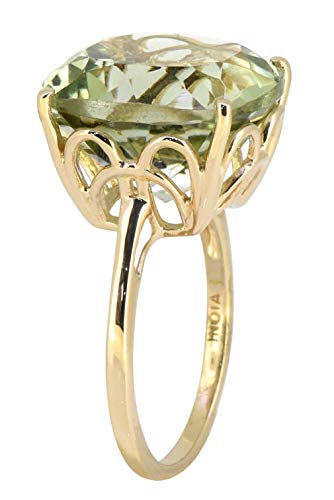 YoTreasure Green Amethyst Solid Sterling Silver Gold Plated Statement Ring Jewelry4