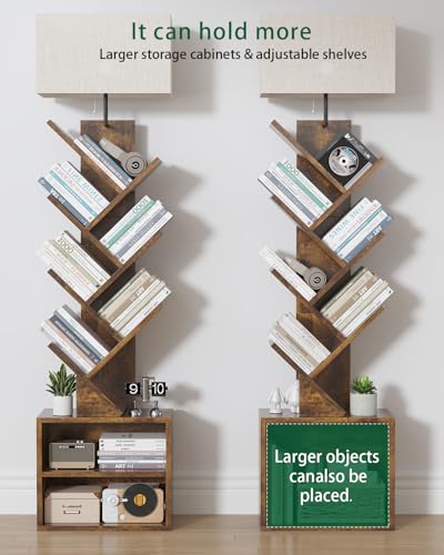 FFFlowerBBBook Tier Tree Bookshelf,Small Bookcase with Storage Cabinet, Modern Tall Narrow Bookshelves Organizer, - Image 5
