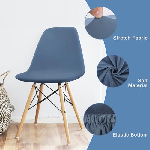 Langlebig Universal Stretch Stuhlhussen, 4er Set Elastische Moderne Stretch Stuhlbezug, Dining Chair Covers Samt Abnehmbare Waschbarer, für Esszimmer Hotel Bankett Hochzeit Partys Deko (4, Grau-blau)