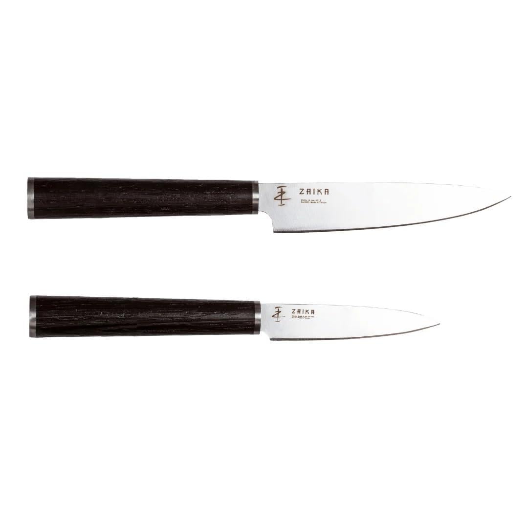 Zaika 2'li Set Utility 14 Cm Ve Soyma Bıçağı 8 Cm Venge Ahşap Saplı Mutfak Bıçakları- Paslanmaz Çelik