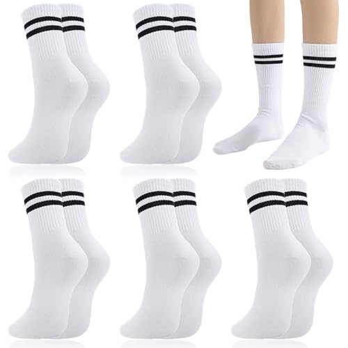 JEYORZY 5 Pares Calcetines Hombre, Calcetines Deporte Mujer, Calcetines Deporte Hombre, Calcetines de Fútbol para Hombre, Calcetines Hombre Algodon Blancos Tennis, Ideales para Casa, Correr, Trabajo
