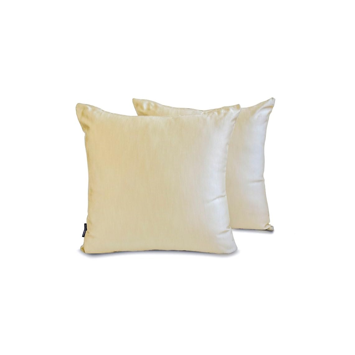 The HomeCentric Decorative Cushion Covers Cream Pack of 2, 55x55 cm (22"x22") Satin Solid Cushion Cover For Sofa, Solid Modern Style - Cream Satin Slub โ image 1