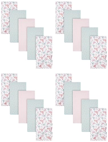 Image of Gerber Girls Newborn Infant Baby Toddler Nursery 100% Cotton Flannel Receiving Swaddle Blanket, Butterfly White (Pack of 20)