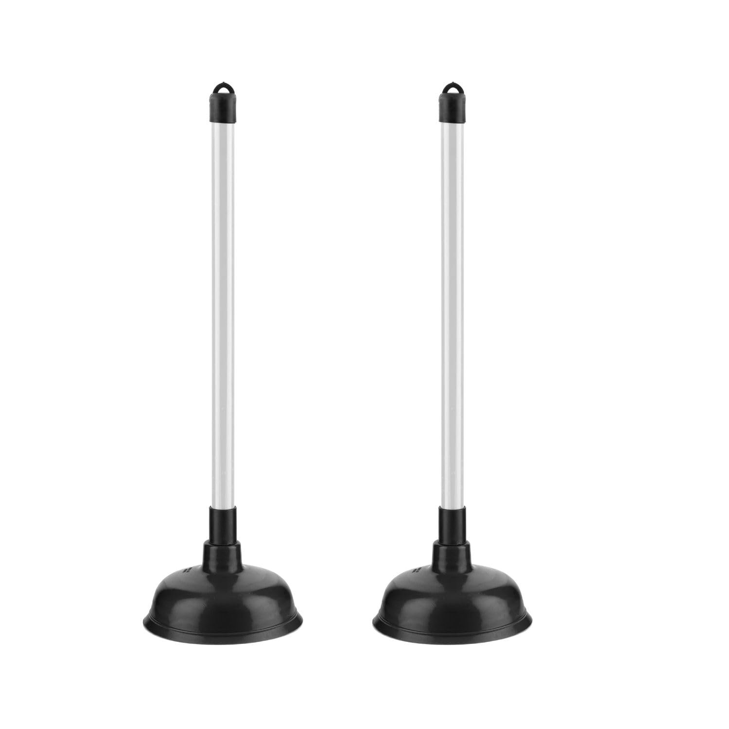 Homeshopa.com Black Homeshopa Large Plunger For Bathroom, 2 Pack Unblocker Kitchen Sink Drain, Clog Remover Pump, Strong Suction Rubber Cup Plumber, Long Handle Unclogging Toilet, Bathtub, Shower, Multipurpose Uses