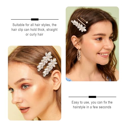 2 Pinzas para cabello con cristales estilo vintage dorado miniatura 6