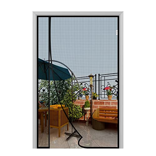 fowong Magnet Fliegengitter Tür 110x220 cm Neue Insektenschutz Tür, die linke oder rechte Seite Öffnungs Magnet Fliegenvorhang ideal für die Balkontür Kellertür und Terrassentür Cover