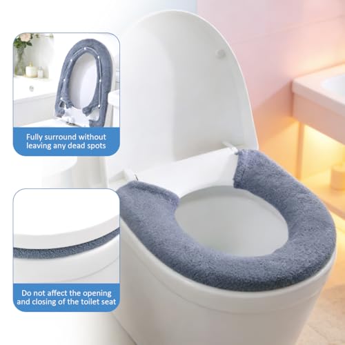 3 Stück Toilettensitzbezug,Universal WC-Sitzwärmer,Weiche WC-Sitzbezüge,Wiederverwendbarer Waschbar Toilettensitzabdeckung,Toilettensitz Wärmer,für Die Meisten O-U-Toiletten(Schaltfläche Stil 3 Farbe)