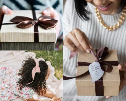 Image of Double Face Brown Satin Ribbon 1-1 /2 inch X50 Yards Polyester Brown Ribbon for Gift Wrapping Very Suitable for Weddings Party Invitation Decorations and More