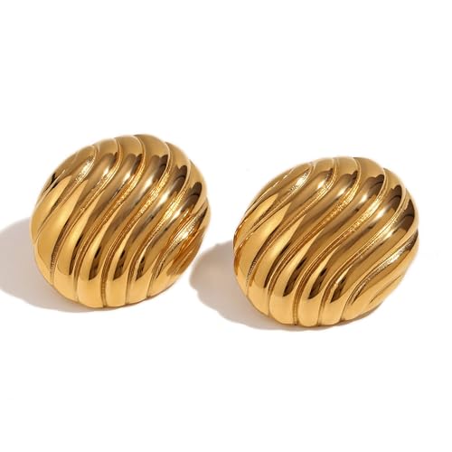 Boucles d'oreilles plaquées Or 18k élégantes au design ovale rétro