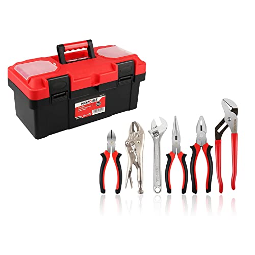 Maxpower Plastic Tool Box 16-Inch And 6Pcs Pliers Wrench Set #TOP6