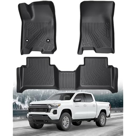 Floor Mats for Chevy Colorado/GMC Canyon 2025 2024 2023, All Weather Floor Mats for Chevrolet Colorado/GMC Canyon TPE Car Floor Liners, 2025-2023 Colorado/Canyon Accessories Rubber Mats Anti-Slip Cover