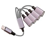 Fidioto USB-C OTG Splitter Y Cable(10 inch long),USB C Male to Four USB A Female Cable Adapter,Multi USB 2.0 Port Expander Hub,Multiport Split Adapter for iMac/iPhone 15/iPad Pro Air 4 5/PC(Grey)