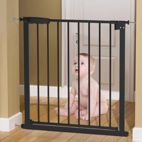 Barrière de sécurité enfant sans perçage 75-82 cm barriere escalier noir pour chien