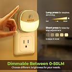 AUVON Plug in Night Light with Motion Sensor and Dusk to Dawn Sensor, Mini Warm White LED Nightlight with 1-50 lm Adjustable Brightness for Bathroom, Hallway, Stairs, Bedroom, Kitchen (4 Pack)