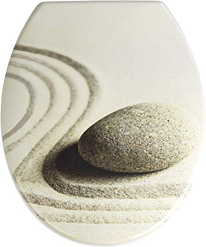 WENKO WC-Sitz Sabbia, hygienischer Toilettensitz mit Absenkautomatik, Fix-Clip Hygiene-Befestigung, WC-Deckel aus antibakteriellem Duroplast