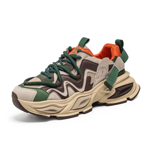 Men's Fashion Breathable Mesh Platform Chunky Lace Up Sneakers Casual Running Tennis Workout Sport Work Trendy Athletic Walking Driving Shoes