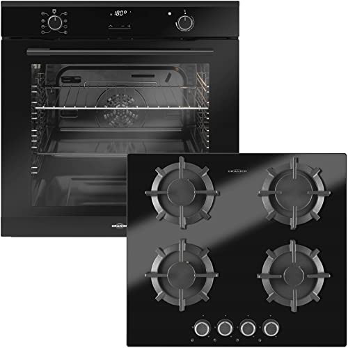 Oranier Backofen Set autark inklusive Gas-Kochfeld 60 cm GKH 2783 und schwarzem Pyrolyse Einbaubackofen EBP 9872