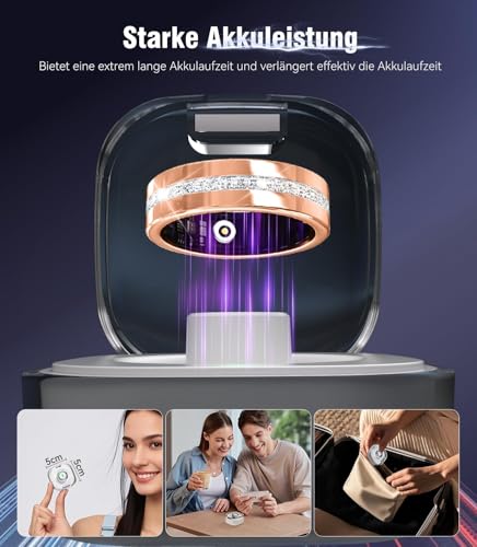 Image of 10 Gen Diamond Smart Ring and Wireless Charging Case【Industry Ranking No.1 - 0 Measurement Error】 2026 Smart Ring for Women & Men for Sleep Tracking Wearable Device,Fitness Ring【Gold 7#】