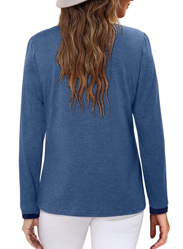 ONLYSHE Women's Casual Striped Long Sleeve Tops Crew Neck Knit Basic Loose Fit T Shirts Fall Fashion Tunic Outfits
