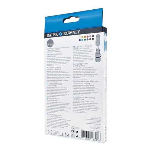 Daler-Rowney Simply Watercolour Hex Colouring Pencil Set including 1 x Water Pen, 12 Assorted Colours - Image 3