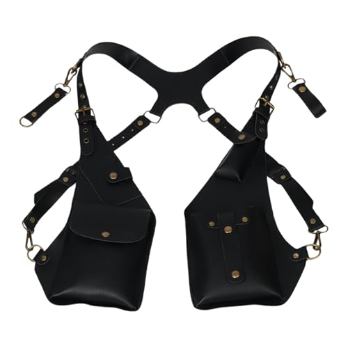 Vseutiac Bolso Bandolera Armpit de PU Doble Correa Bolsillo Portátil para Teléfono Diseño Único Antirrobo Apto para Trabajo Casa Excursiones, Negro, universal