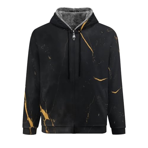Cardigan de luxe en polaire pour hommes avec design marbre noir et or
