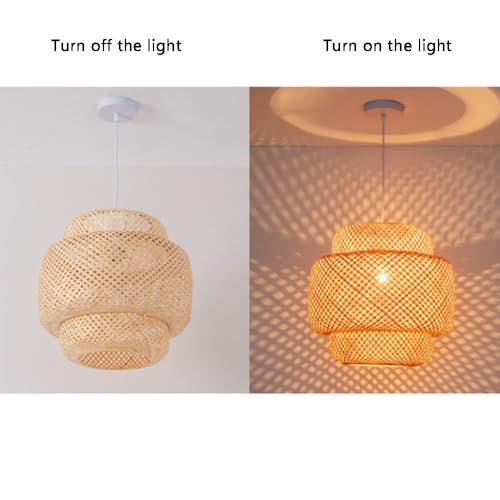 Lámpara colgante de mimbre beige ideal para iluminar tu mesa de comedor 6